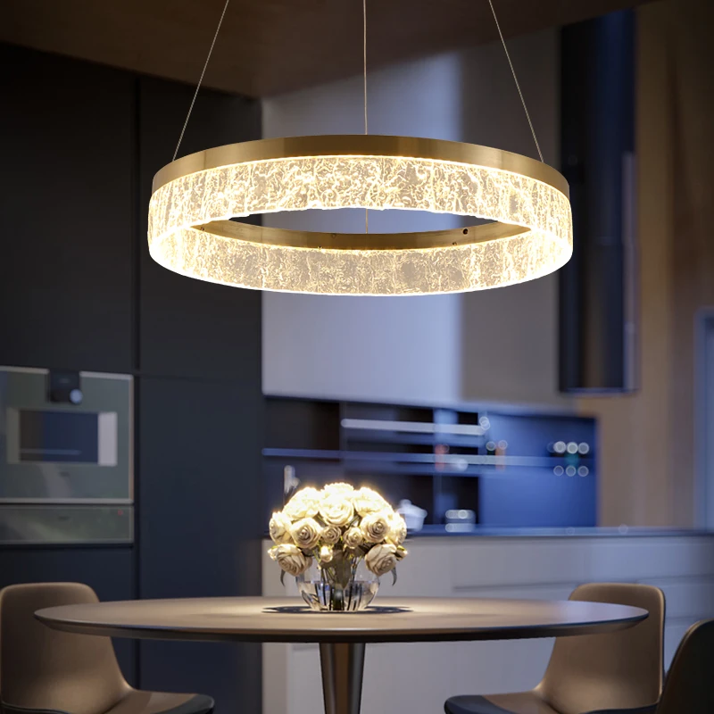 

FSS Modern Ring Chandelier Resin Lampshade Nordic Apartment Villa Duplex Building Lobby Round Restaurant Lamp