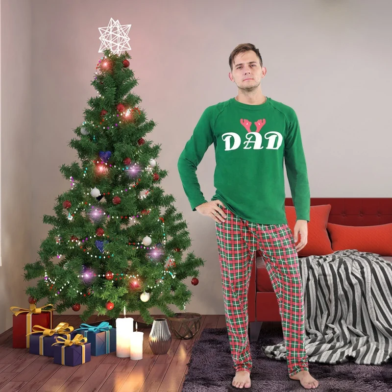 Одежда для детей; Рождественский семейный костюм с шапкой для родителей и детей; домашняя одежда в клетку; хлопковая мягкая Пижама из двух предметов; 130
