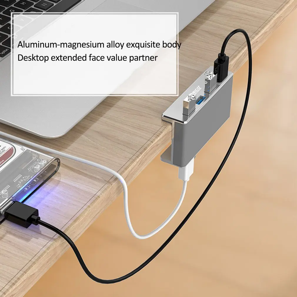 ORICO алюминиевый концентратор с 4 портами USB 3,0 с зажимом для настольного ноутбука, расширенный многоинтерфейсный зажим, Прямая поставка