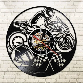 

Motorcyclist Racer Riders Color Changing Wall Lamp Motorbike Motorbike Vinyl Record Nightlight Clock Reloj De Pared Horloge