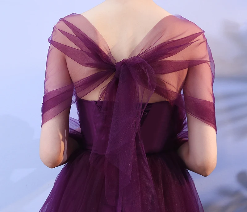 Фиолетовые платья подружек невесты из тюля больших размеров для молодых женщин, женские бандажные свадебные платья, Элегантное Длинное