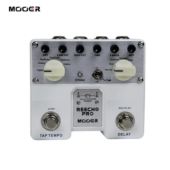 

MOOER Reecho Pro Digital Analog Delay Guitar Effect Pedal Twin Footswitch 6 Delay Effects Loop Recording Time 20s Function