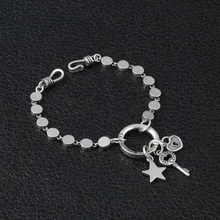 S925 Стерлинговое Серебро, ювелирное изделие, модный тайский серебряный браслет с узлом, цепочка с пятиконечной звездой, серебряный браслет для женщин, женский браслет