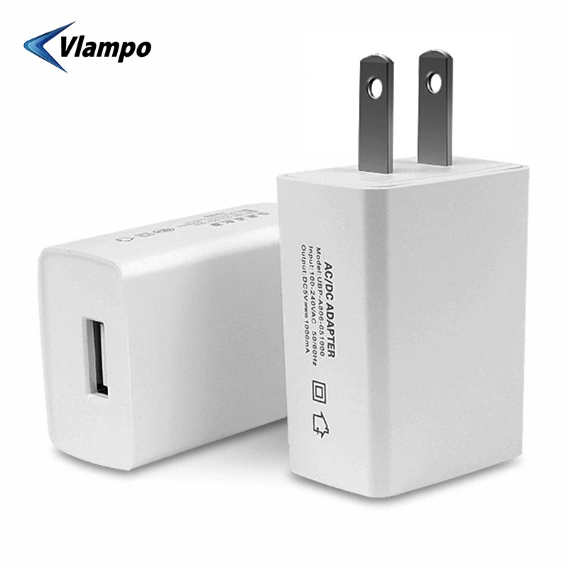 

VLAMPO 5V1A US Plug Socket 5W Travel Charger Power Adapter Universal USB Wall Charger Safe Charging Head