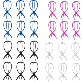 

1 Set 6Pcs Wig Stand Holder Portable Durable Plastic Folding Wig Holder Hairpieces Display Tool Stable Wig Stand Dryer