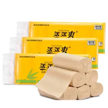 

10 Rolls Toilet Paper No Fluorescent Original Bamboo Pulp Paper 4-Ply Sheets T4MB