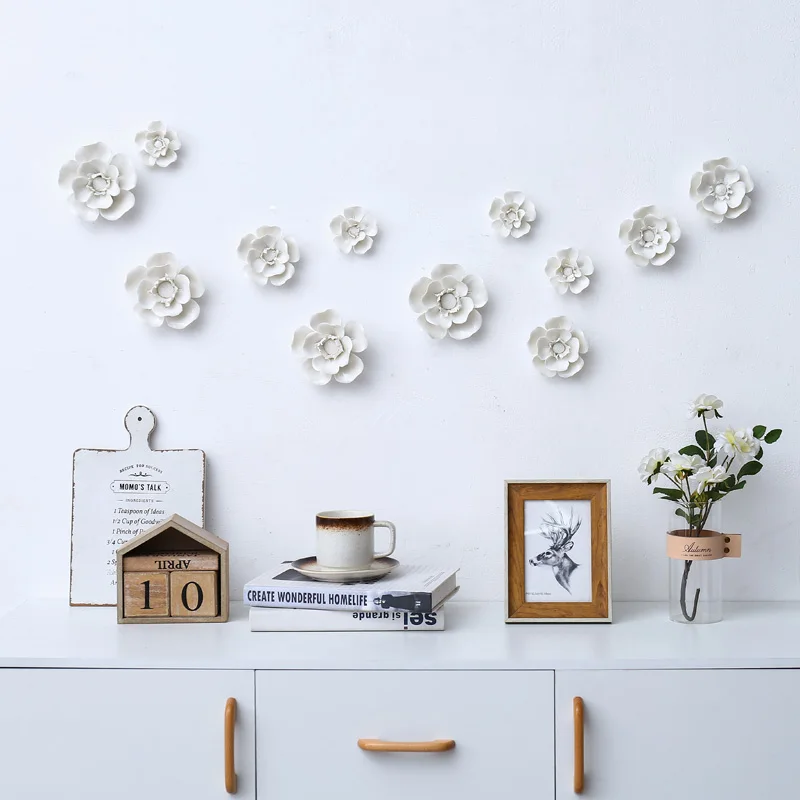 

Chinese Ceramic Phalaenopsis Rose Flower Wall Mural Home Background Wall Sticker Crafts Hotel Lobby Hall Wall Hanging Ornaments