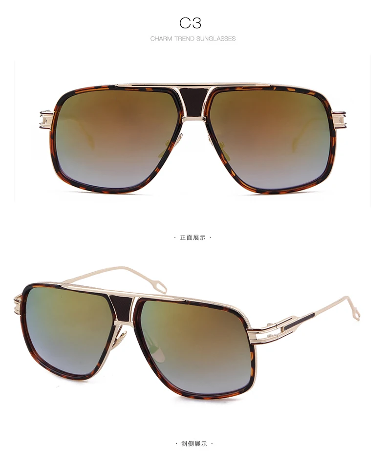 WHO CUTIE классические красные Квадратные Солнцезащитные очки для мужчин трендовые Роскошные брендовые Брэд Питт стильные мужские Grandmaster плоские солнечные очки OM129