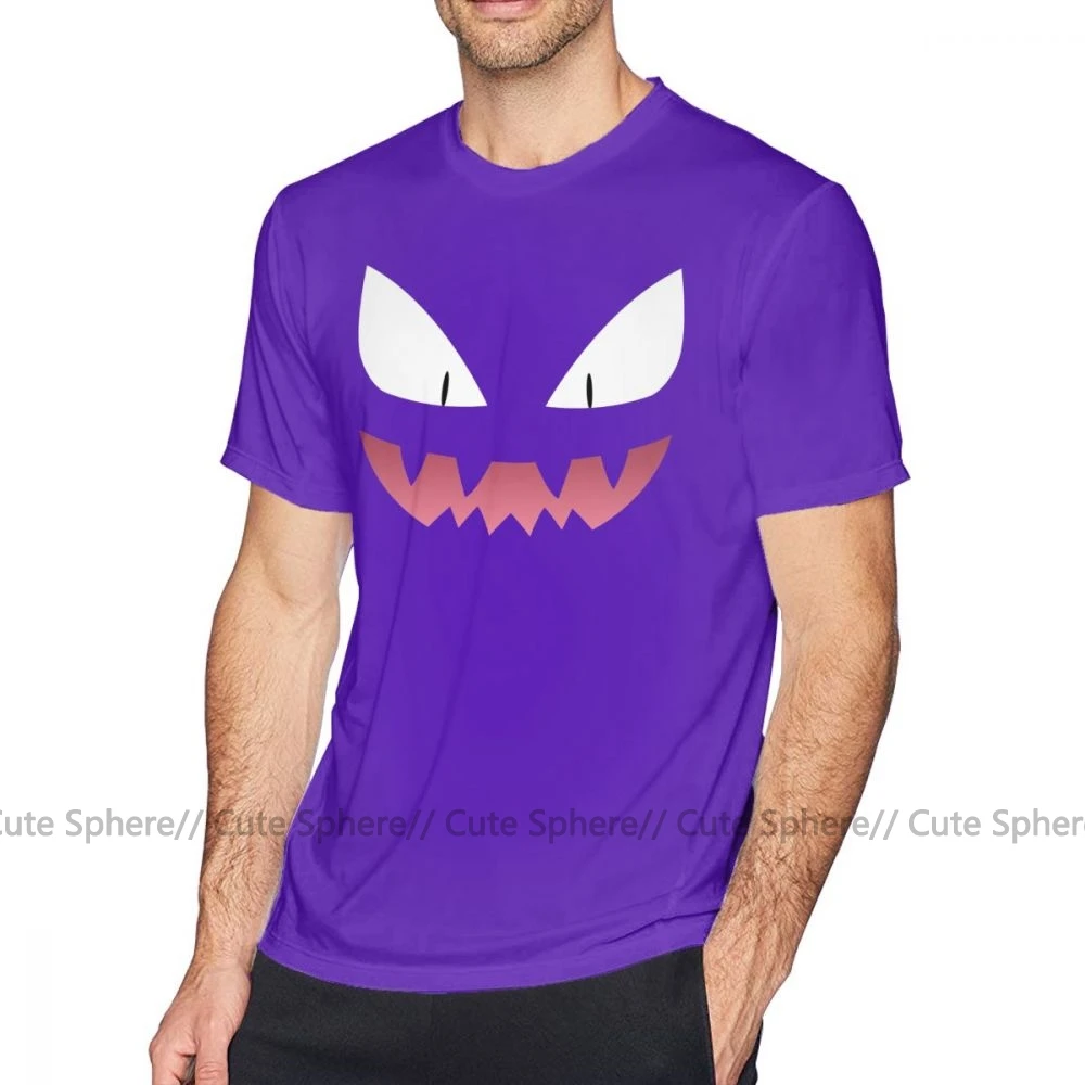 Футболка Gengar, футболка Pokemon Haunter Ghost, футболка с коротким рукавом из 100 хлопка, милая Повседневная мужская футболка с большим принтом - Цвет: Purple