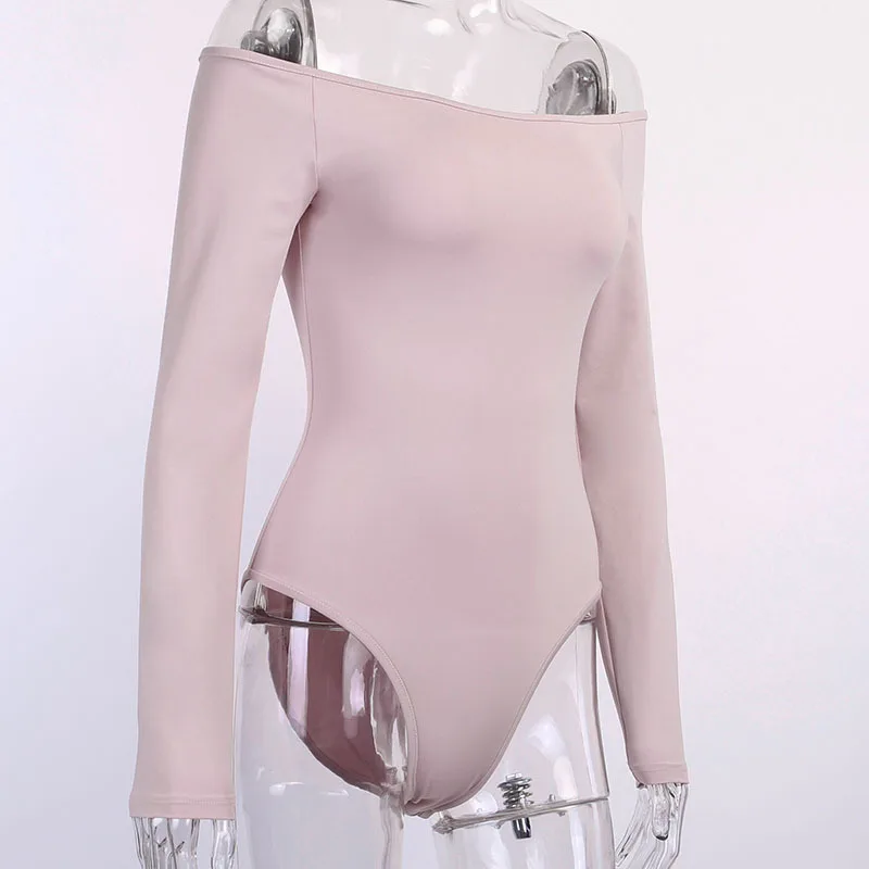 Сексуальный Боди Toplook с открытыми плечами, женский модный однотонный комбинезон с длинным рукавом, офисный бодикон, повседневный осенний боди