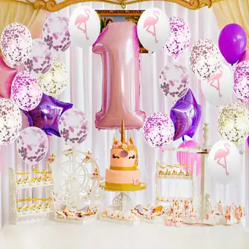 

Flamingo Turtle Back Leaf Pineapple Balloon Rose Gold Paper Balloon Combination Hawaiian Party Decoration