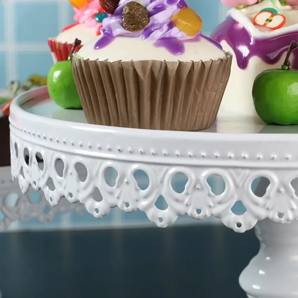 Metal Round Cake Stand Dessert Holder Base Iron Cupcake Pedestal Display Plate White For Wedding Party Cake Decorating Supply
