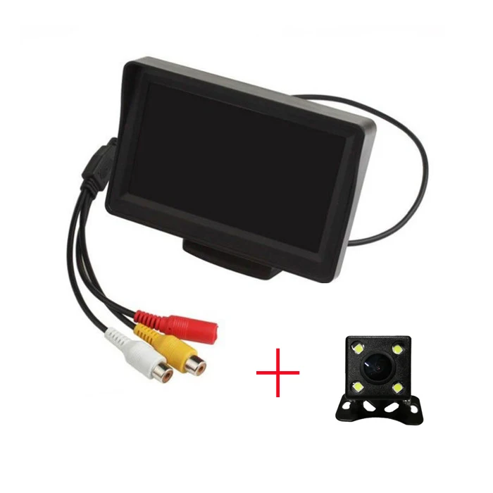 4,3 дюймов TFT lcd монитор автомобиля дисплей обратная парковочная камера для автомобиля Мониторы Заднего вида NTSC PAL - Цвет: with 4 led camera