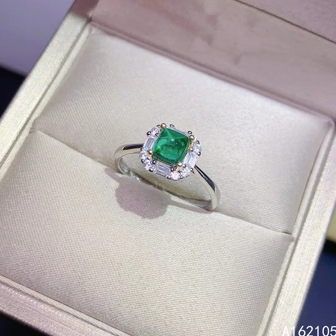 

925 pure silver Chinese style natural Emerald women's luxury fashion Sugar tower adjustable gem ring fine jewelry support detect