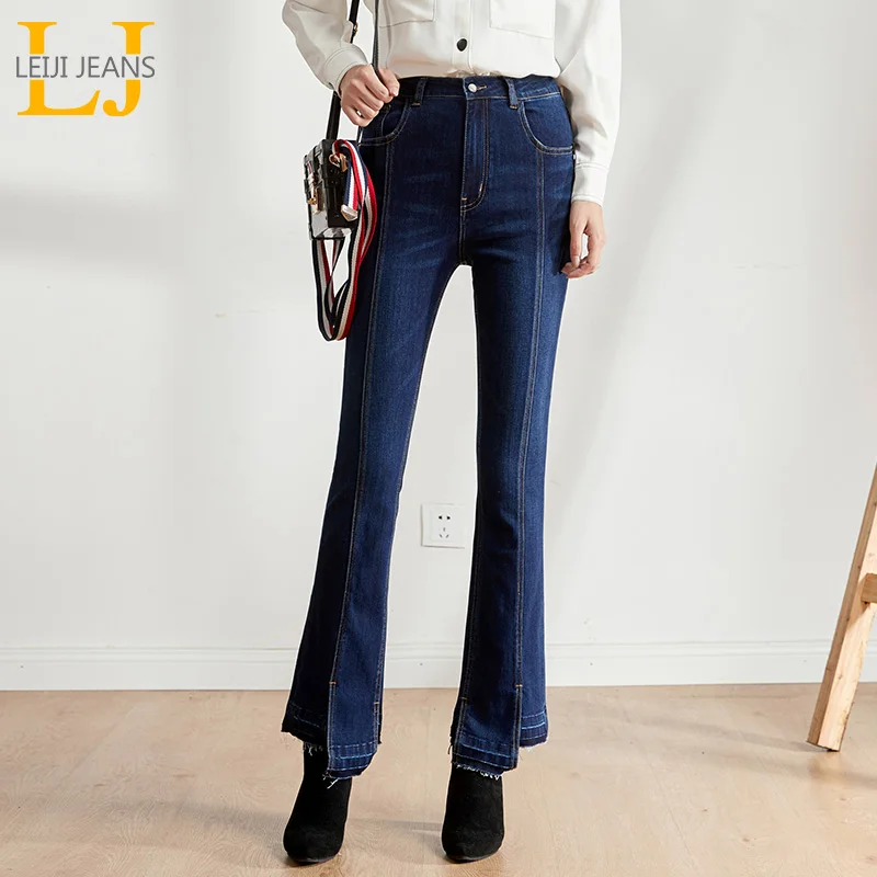 Женские асимметричные джинсы LEIJIJEANS элегантные повседневные облегающие брюки со