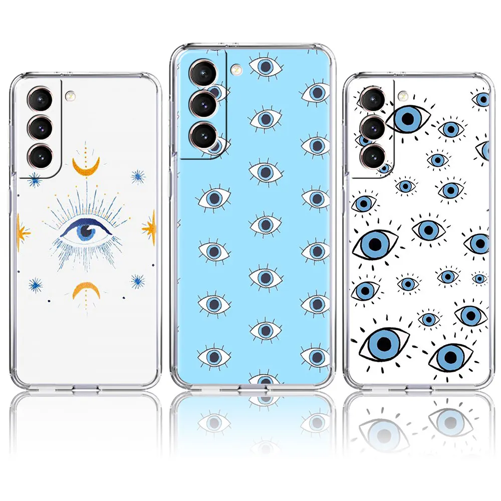 Evil Eye Illustrations Clear Phone Case For Samsung Galaxy S20 FE S21 Ultra S10 Plus 5G S10e S9 S8 S7 Anti-knock Silicone Cover