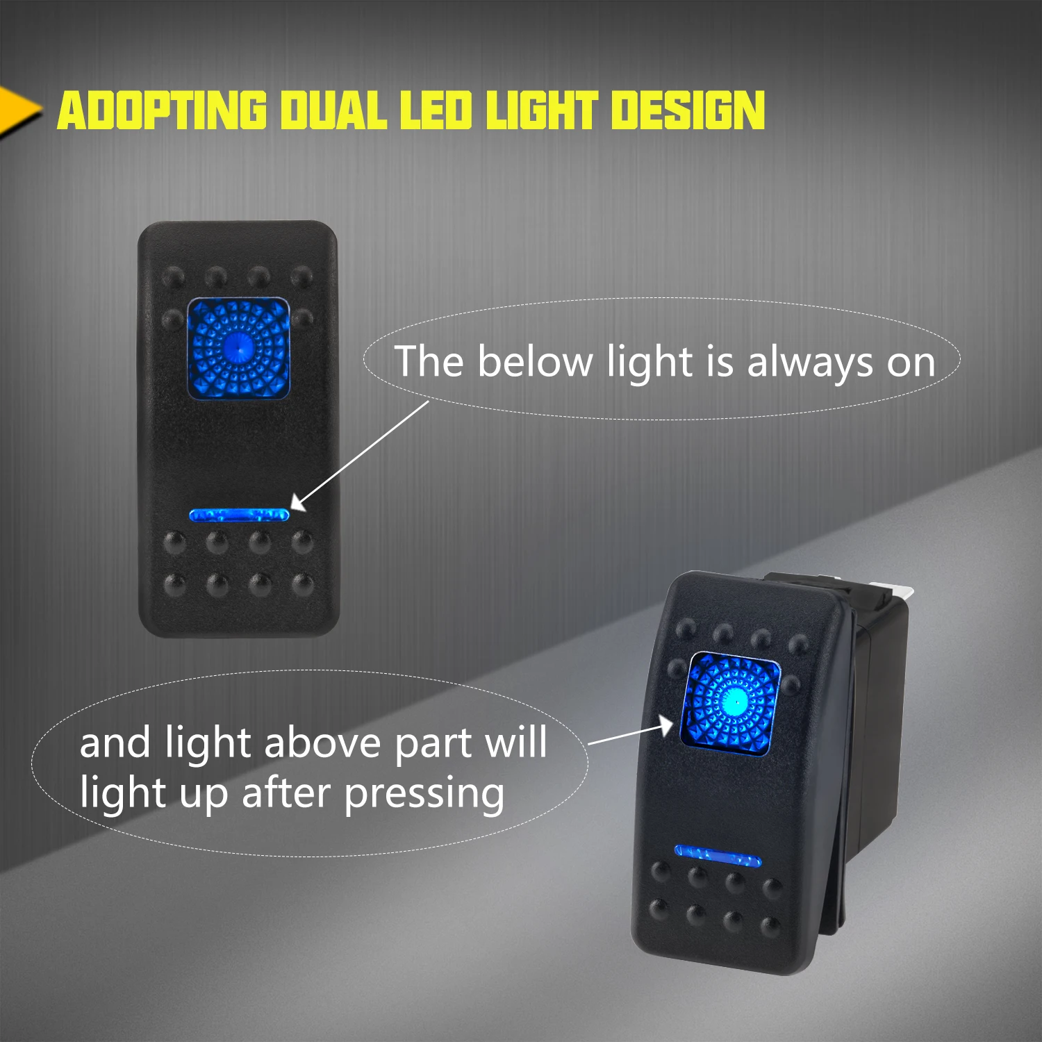 1PCS 5 Pin Marine Switch SPST ON-OFF Car Switch Boat Truck Light With Dual Illuminated LED Waterpoof 20A