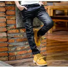 Г. Весна-осень; стиль; детская одежда для мальчиков в Корейском стиле; черные джинсы для детей среднего и большого размера