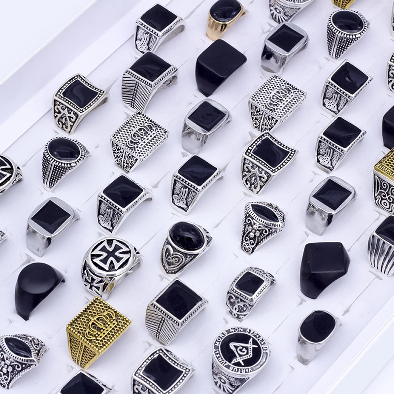 50pcs/lot Square Classic Metal Men Matte Smooth Rings For Women Wholesale Fashion Jewelry Party Gifts