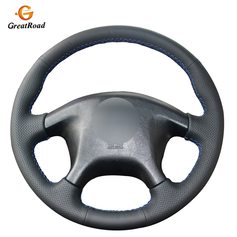 Black Genuine leather Car Steering Wheel Cover for Mitsubishi Pajero
