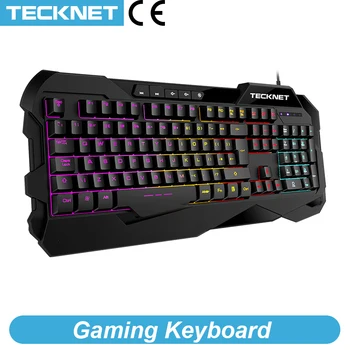 TeckNet Gaming Keyboard Mechanical Feeling Anti-ghosting Gaming Keyboards Luminous Backlit English Layout keyboard for Gamer russian english layout metal keyboard blue red switch gaming wired mechanical keyboard rgb anti ghosting for computer