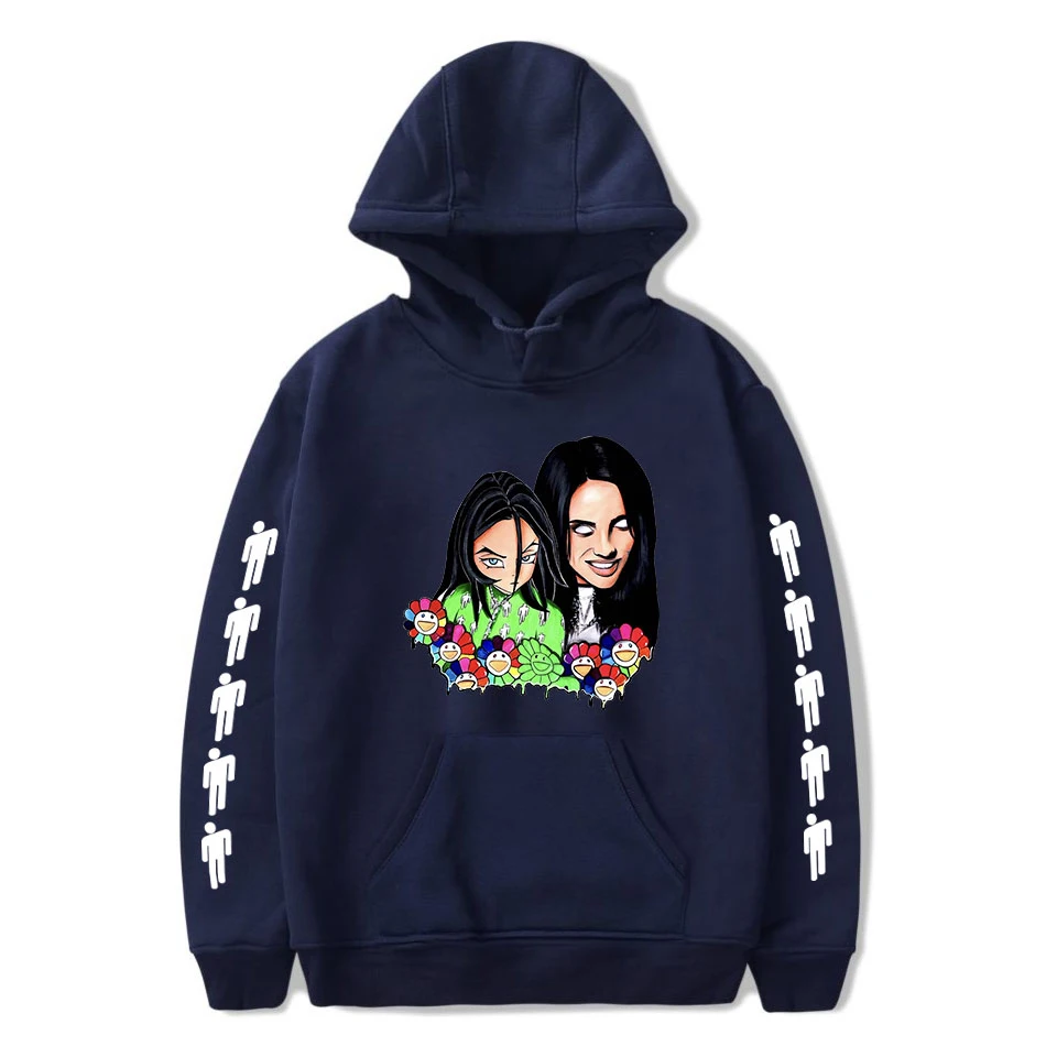 Толстовки Billie Eilish, толстовки для женщин и мужчин, модные Harajuku черные толстовки с капюшоном, Осенние повседневные пуловеры Billie Eilish для девочек