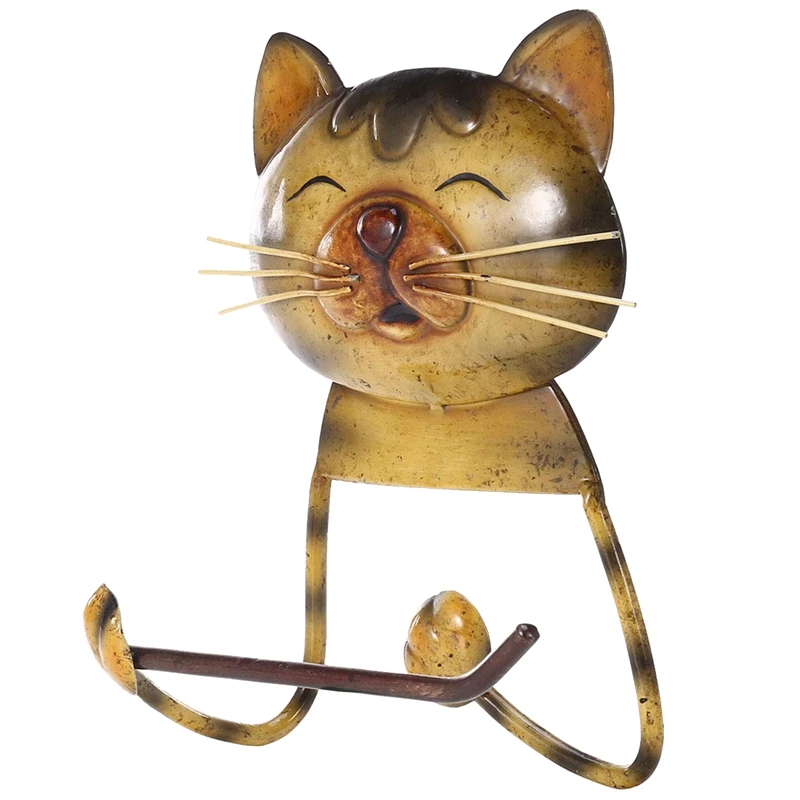 

HHO-Cat Towel Rack Retro Toilet Paper Holder Bathroom Storage Rack Hanger Shelf Wall Storage Rack Cute Cat Toilet Paper Holder