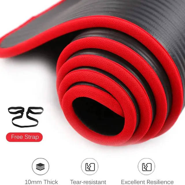10MM Extra Thick Yoga Mats Non-slip NRB Exercise Mat with Bandages Tasteless Pilates Gym Workout Fitness Mats 183cmx61cm 5