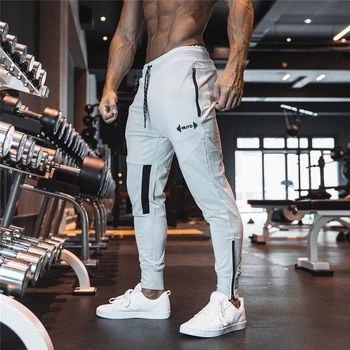 YEMEKE 2019 Newest Mens Sweatpants Man Gyms Fitness Bodybuilding Joggers Workout Trousers Men Casual Cotton Pencil Pants Men's Men's Clothing