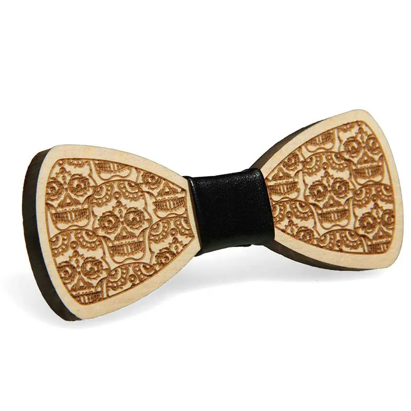 Wood Bow Tie Элегантная Мужская и Женская рождественская деревянная бабочка, винтажный детский эластичный галстук-бабочка из искусственной кожи для бизнеса, свадьбы, вечеринки, полый резной деревянный галстук-бабочка - Цвет: Wood Bow Tie