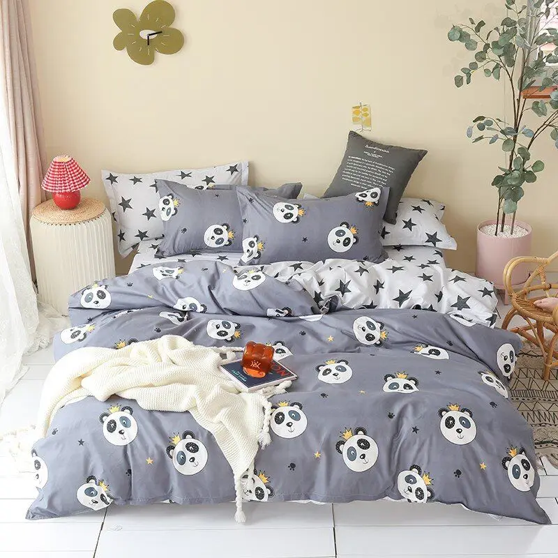 Панда роскошный комплект постельного белья Простыня Комплект постельного белья полный Король Королева двойной размер Комплект постельного белья