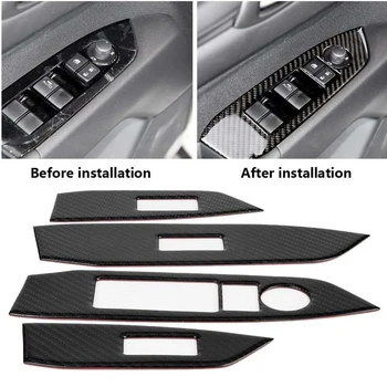 

4pcs Carbon Fiber Car Door Window Switch Button Frame Trim Cover for Mazda CX-5 2017 2018 2019
