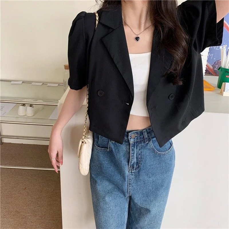 Blazers Women Daily All-match Thin Summer Double Breasted