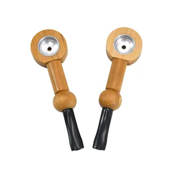 

Creative Freestyle Smoke Pipe with Ruber Filter Mouthpiece Metal Bowl Bamboo Wooden Pipe Tube Tobacco Cigarette Smoking Supplies