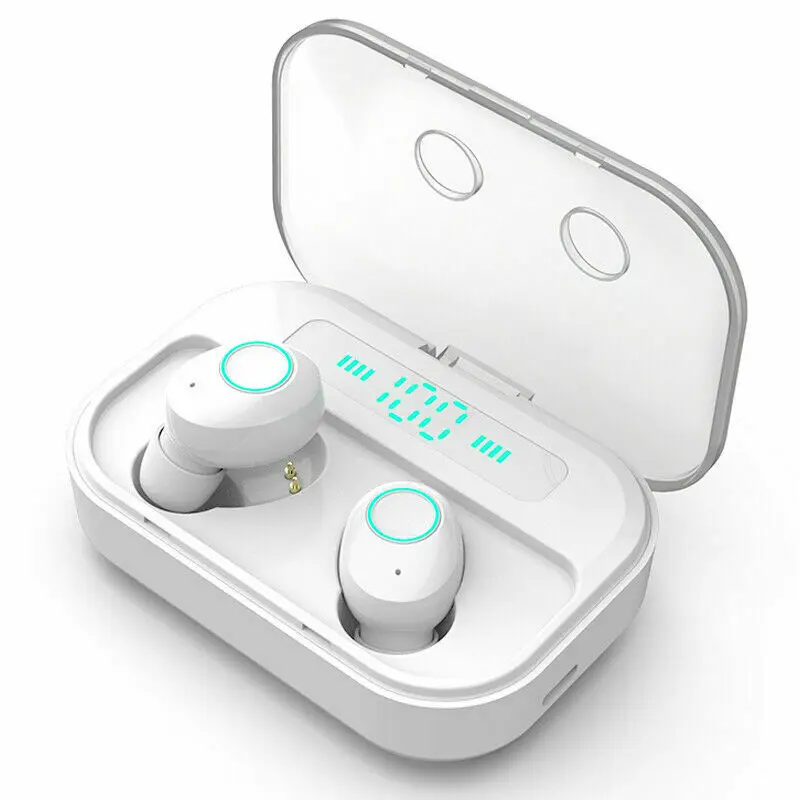 Белый TWS Mini Bluetooth 5,0 гарнитура 3600 мАч ЖК-светодиодный беспроводной наушник наушники-вкладыши спортивные HiFi бас стерео водонепроницаемые наушники - Цвет: Белый