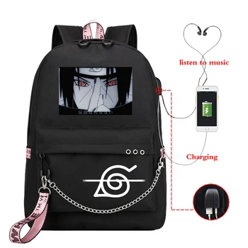 

Anime School Bagpack Naruto Backpacks Uchiha Itachi Bookbag Japanese School Bag for Girls Kids Backpack Boys USB Laptop Mochilas
