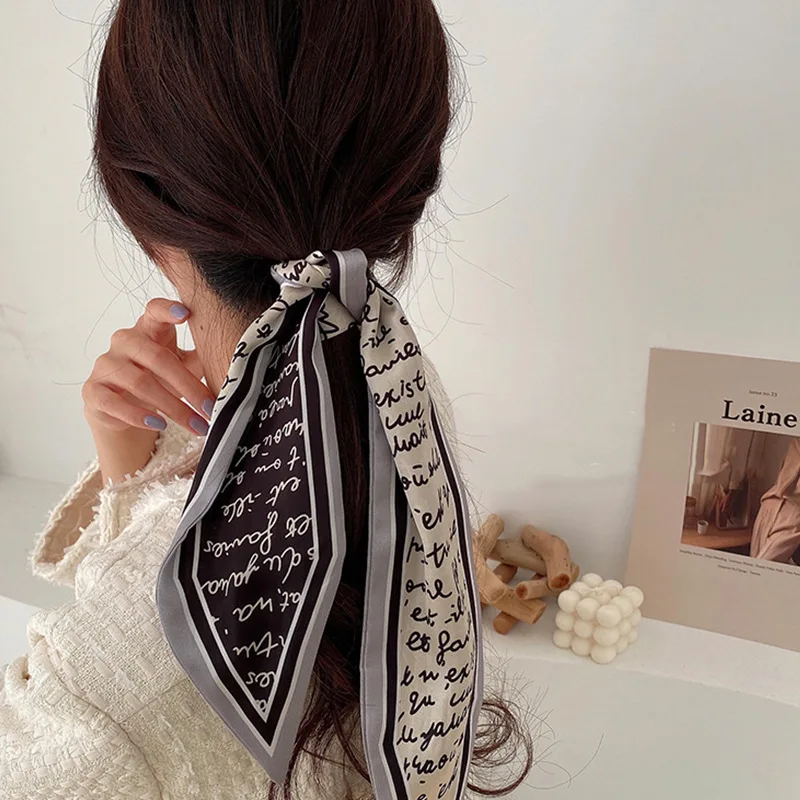 Geometric Hair Scarf Women Rope Bow Elastic Bands For Girls Ponytail French tie Ties Scrunchie Headbands Acc | Украшения и