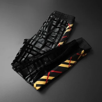 

New style gold velvet casual sports trousers men's light luxury European and American fall/winter velvet foot check trousers