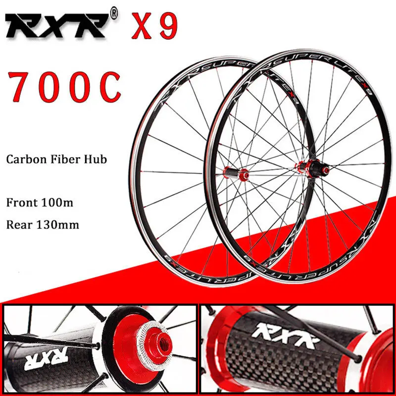 RXR 700C Bike Wheelset Carbon Hub Road Bike Bicycle F&R Wheels Wheelset Clincher Sealed Bearings 7-11 Speed V Brake (1)
