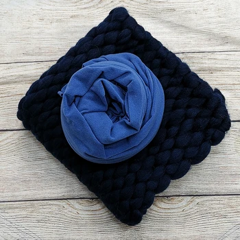 

A set 45*40cm Handcraft Soft Baby Photo Blanket Basket Stuffer Filler+160*40cm Modal Stretch Wrap for Newborn Photography Props