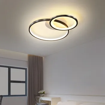 

Minimalist LED Ceiling Light Nordic Black Round Rings Creative Panel Lamps With Remote Control For Bedroom Study Room Indoor