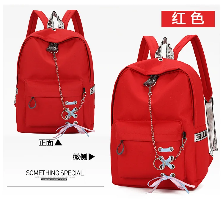 New Style Iron Hoop Canvas School Bag Women's Korean-style Harajuku Trend Backpack Solid Color Backpack Early High School School