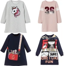 Новое платье с единорогом для девочек; одежда с блестками; дизайнерские Детские платья с длинными рукавами; Повседневное платье принцессы для маленьких девочек; Детский костюм