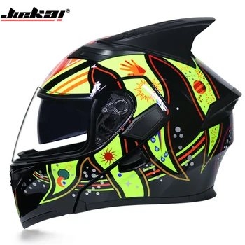 

JIEKAI Motorcycle Helmet with Personality Horn/tail Motorbike Motocross THE SUN GOD Moto Helmet Full Face Helmets Casco