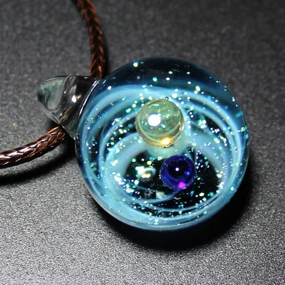 

YANHONG Universe Glass Bead Planets Pendant Necklace Galaxy Rope Chain Solar System Design Necklace for Women Christams Gift