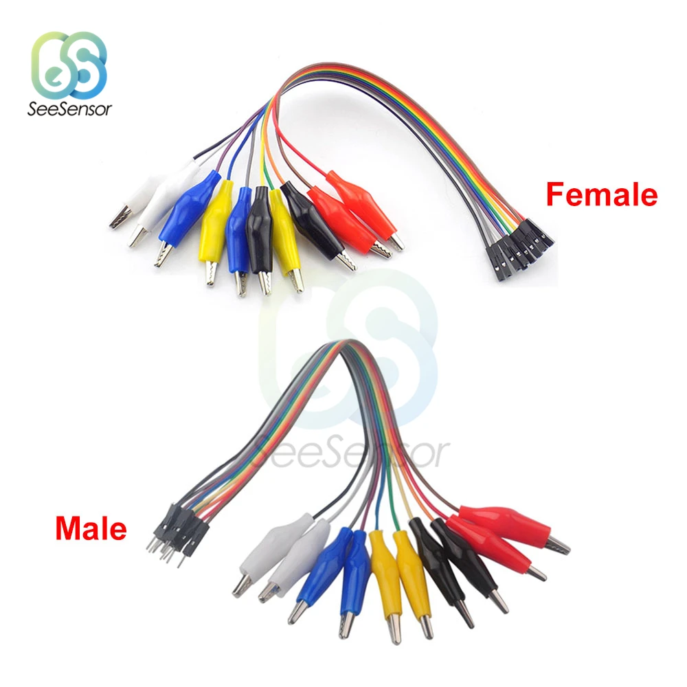 Alligator Clip Test Lead Male Female Breadboard Jumper Wire Dupont Cable 