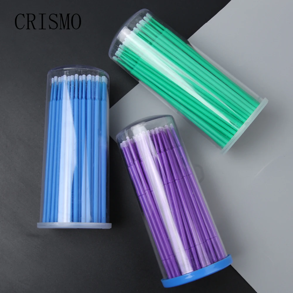 CRISMO 100pcs Disposable Micro Eyelash Brushes Mascara Applicator Wands Lashes Brushes Spoolers EyeLashes Extension Makeup Tools 2