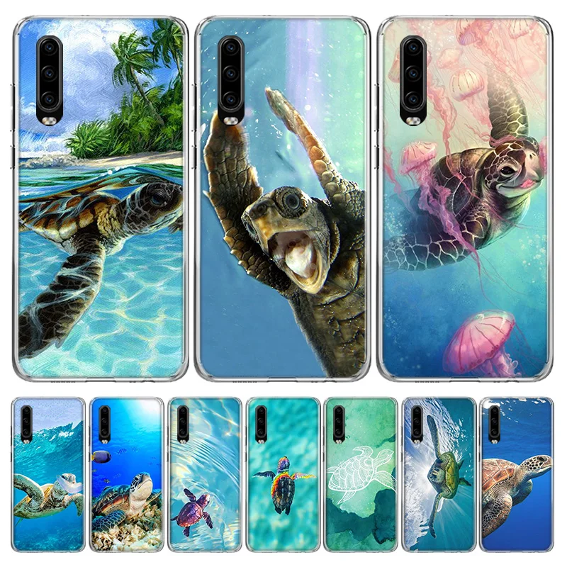 Sea Turtle Aqua Phone Case For Huawei P30 P20 P40 P50 Mate 40 30 20 10 Pro P10 Lite Customized Gift Coque Cover Capa Protective | Мобильные