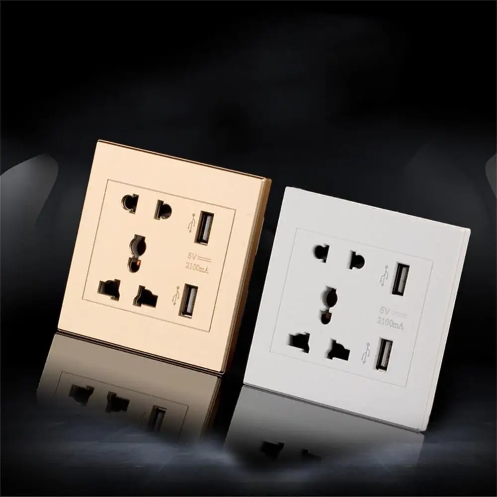 

Dual USB Port Electric Wall Charger Port Dock Socket Power Outlet Electricity AC Power Panel Plate Wall Charger 5V 2100MA NEW