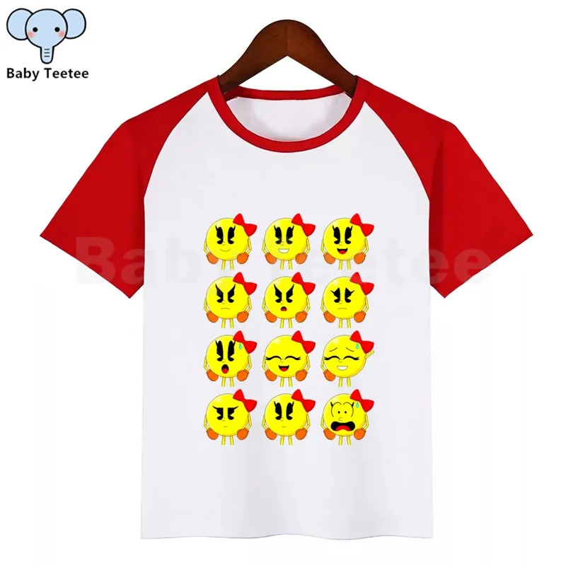 Забавная футболка Pac-Man Eat Ghost для мальчиков и девочек; детские летние топы с круглым вырезом; детская футболка с принтом «Pacman»; одежда для малышей